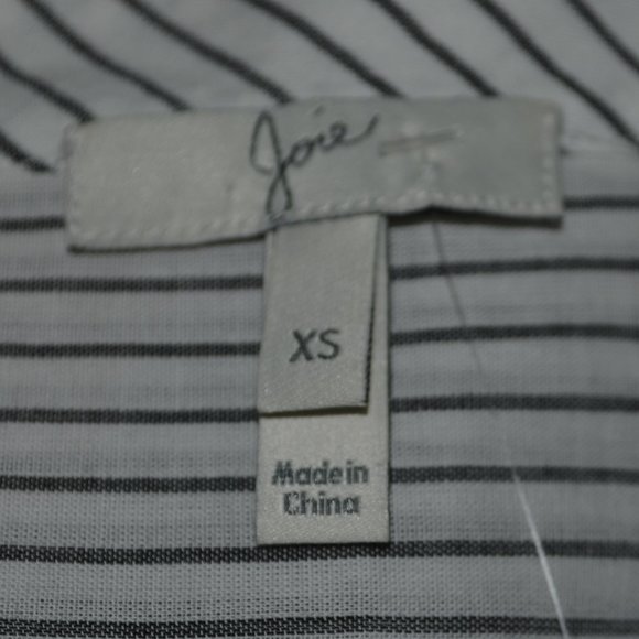 XS Joie Grey Striped White Azabeth Peasant Shirt - Picture 14 of 15